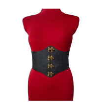 Cinturón Corset Elástico Negro Cierres Bronce
