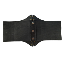 Cinturón Corset Elástico Negro Cierres Bronce