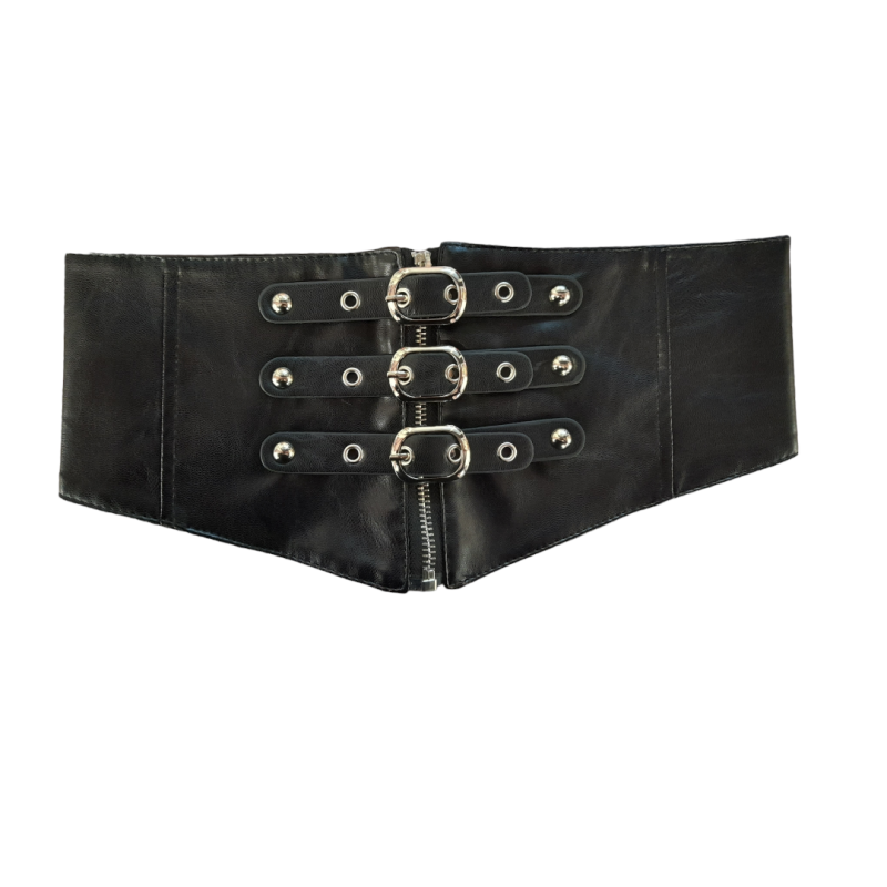 Cinturón Corset Elástico Negro Hebillas