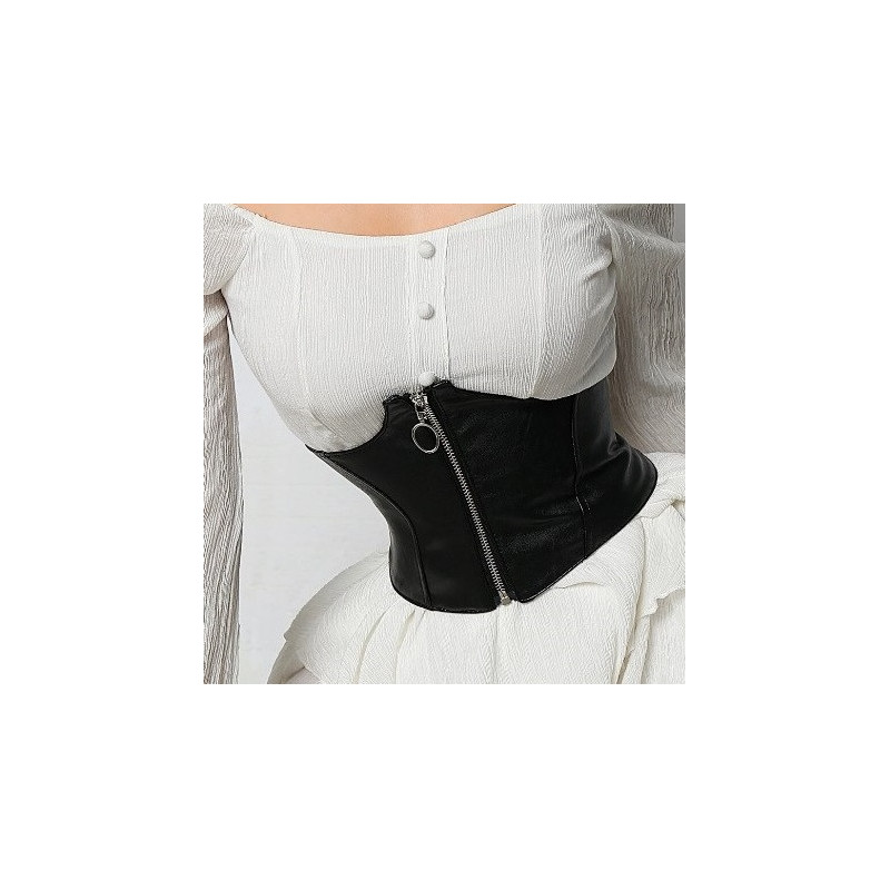 Cinturón Corset Elástico Negro Polipiel Suave