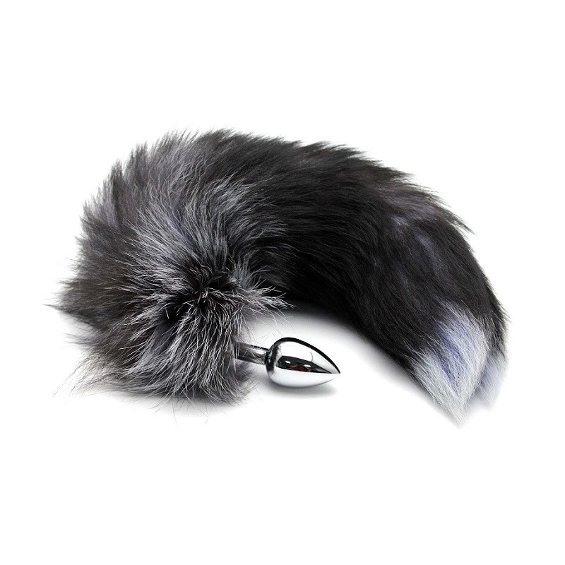 Cola De Zorro Metal Negra Y Blanca M