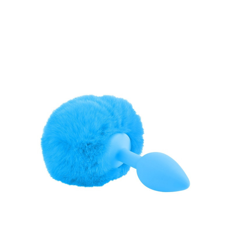 Cola Pompón Silicona Azul Neón S