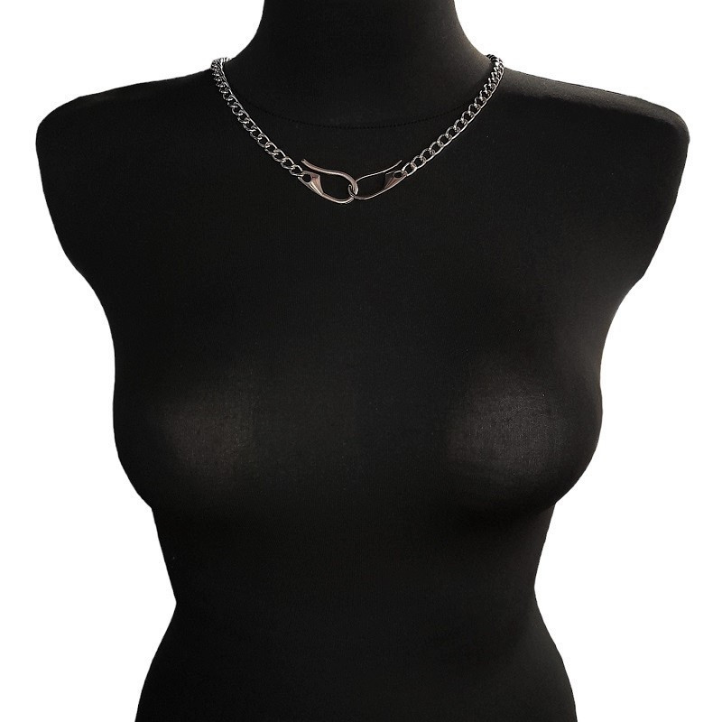 Collar Cadena Plateada Con Ganchos