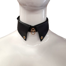 Collar Con Correa Metal Negro Y Dorado