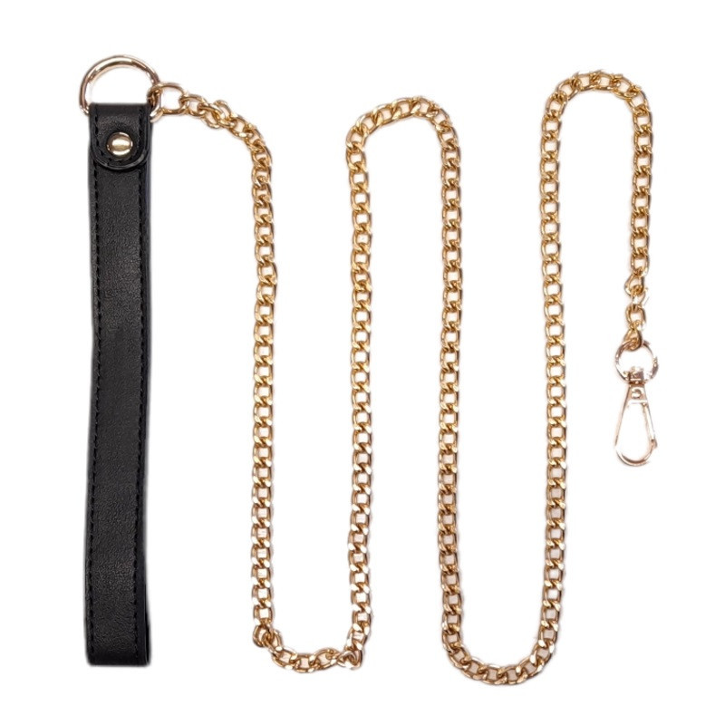 Collar Con Correa Metal Negro Y Dorado