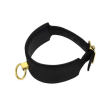 Collar Cuero Negro Nobuck Aro Dorado Bound