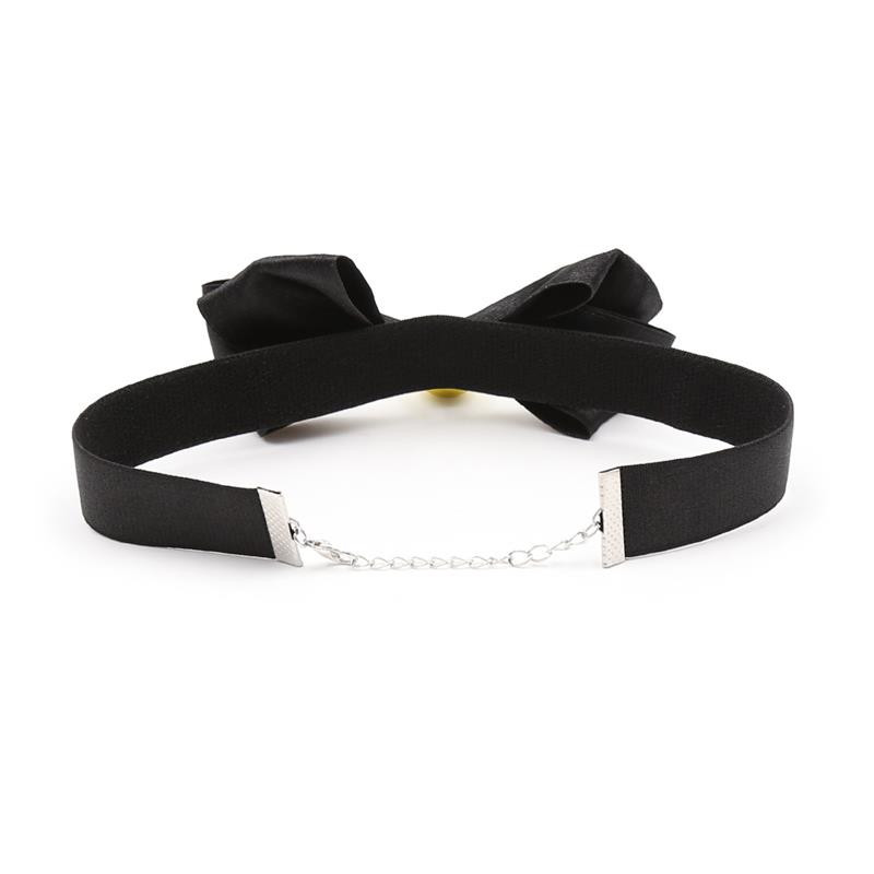 Collar Lazo Negro Cascabel Dorado BDSM Line