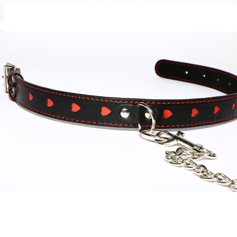 Collar Y Correa Argus Fetish Corazones Rojos