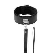 Collar Y Correa Darkness Black Furry Collar With Leash