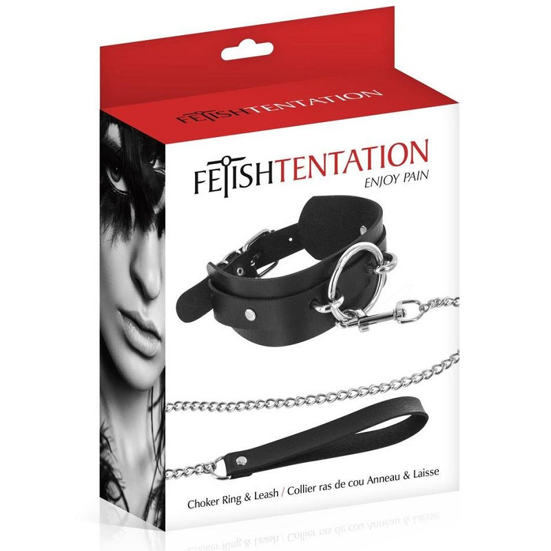 Collar Y Correa Fetish Tentation Ajustable Anillo