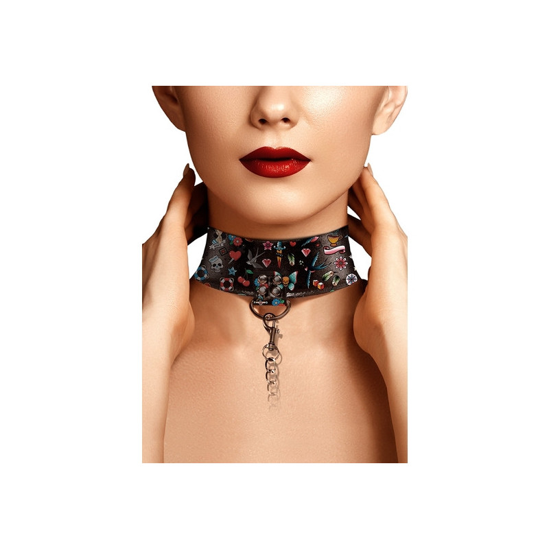 Collar y Correa Ouch Tattoo Old School Style