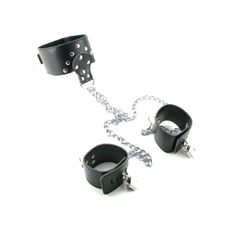 Collar Y Esposas Fetish Fantasy Leather Collar and Cuffs