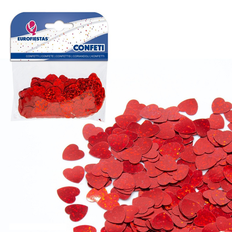 Confeti Brillante Corazones Rojos