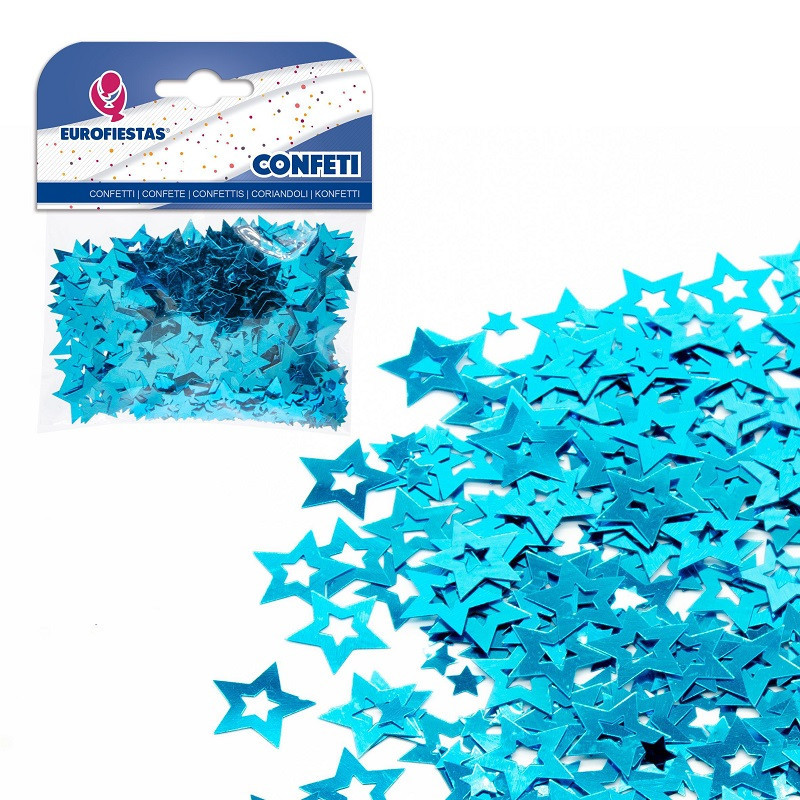 Confeti Brillante Estrellas Huecas Azules