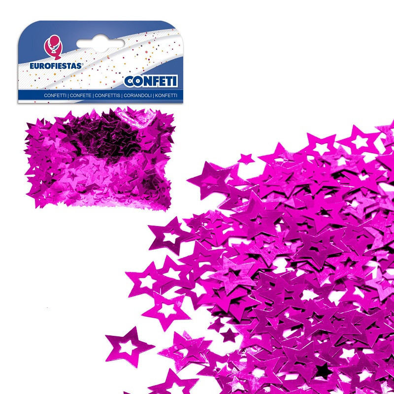 Confeti Brillante Estrellas Huecas Rosas