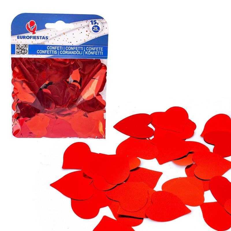 Confeti Metalizado Corazones Rojos