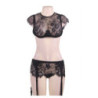 Conjunto 2 Piezas Queen Lingerie Negro R80312P Con Liguero
