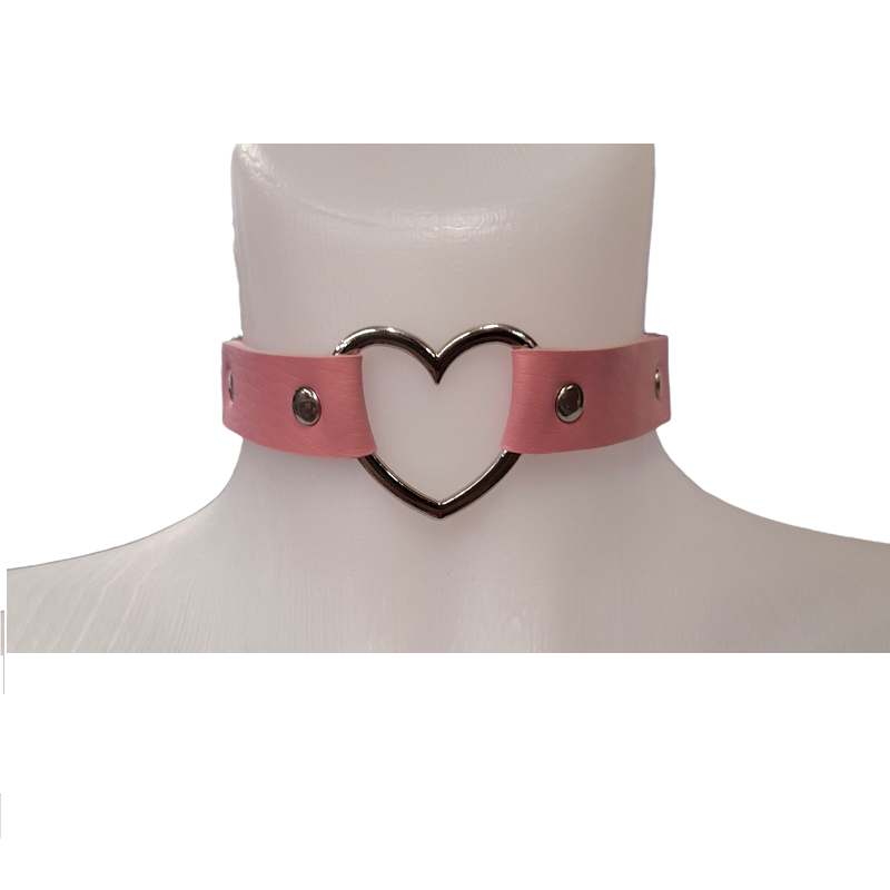 Gargantilla Choker Cinta Ajustable Con Corazón Rosa
