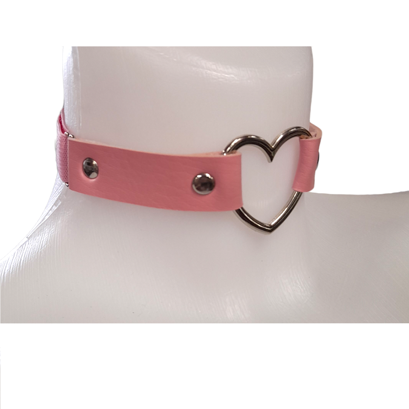 Gargantilla Choker Cinta Ajustable Con Corazón Rosa