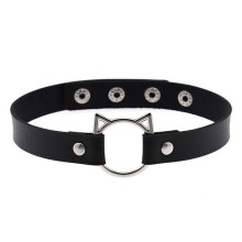 Gargantilla Choker Con Aro Gato Plateado