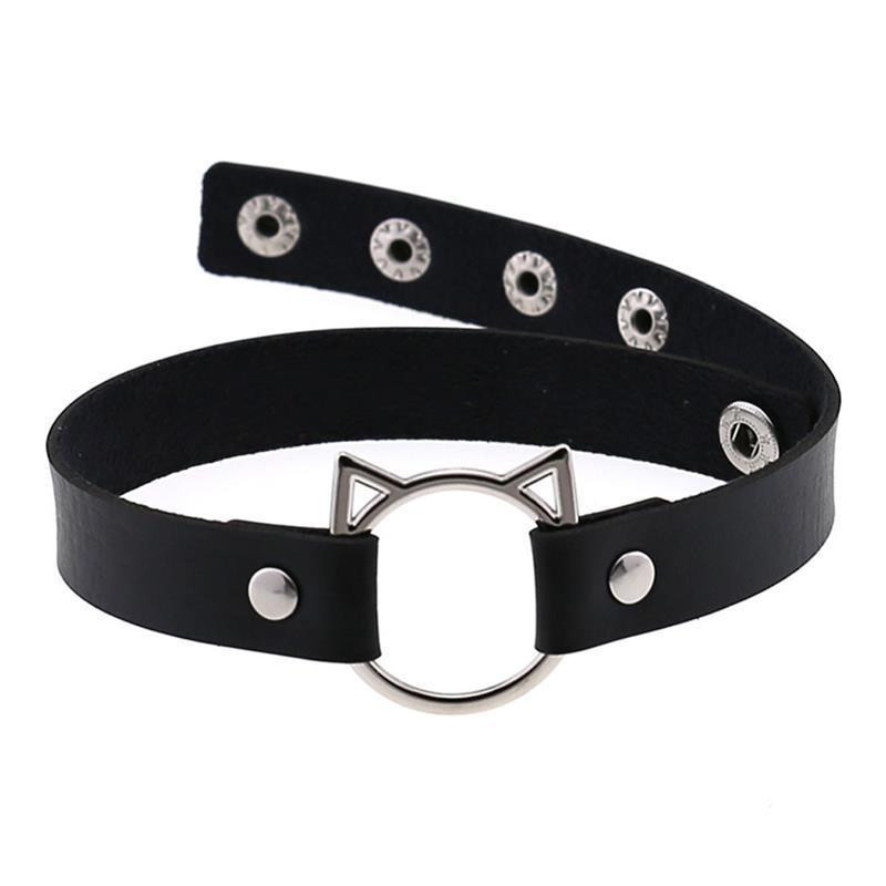 Gargantilla Choker Con Aro Gato Plateado