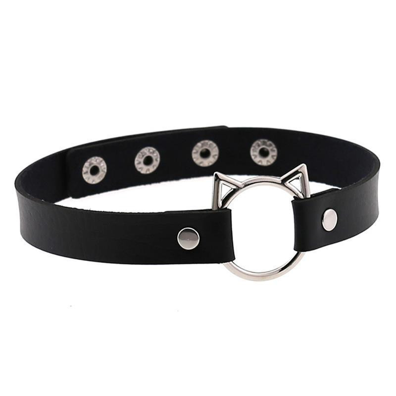 Gargantilla Choker Con Aro Gato Plateado