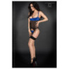 Conjunto Corset Chilirose CR-3787 Underbust Negro Y Azul