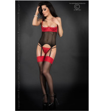 Conjunto Corset Chilirose CR-3787 Underbust Negro Y Rojo