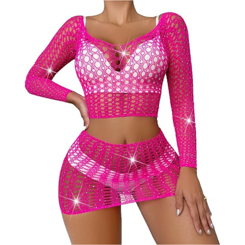 Conjunto elástico 2 Piezas Red Brillos Rosa 7783