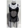 Conjunto Encaje Negro con Liguero y Collar de Cadenas