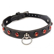 Gargantilla Choker Strict Piedras Rojas Y Anilla