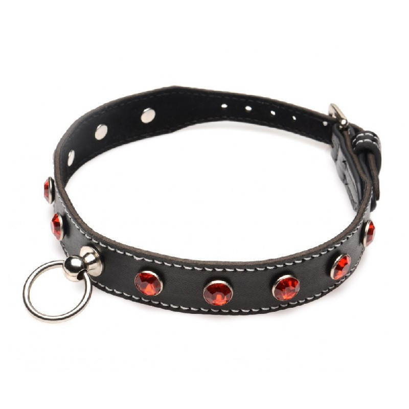 Gargantilla Choker Strict Piedras Rojas Y Anilla