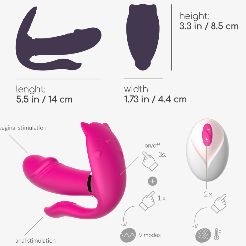 Control Remoto Vibrador Crushious Triple Estimulación Fritz  Fucsia