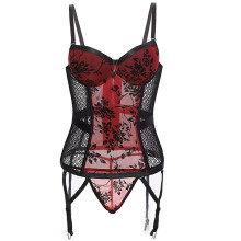 Corset Con Liguero, Tanga y Medias 7031