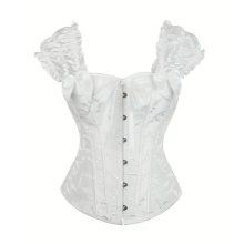 Corset y Tanga Blanco Brocado Varillas