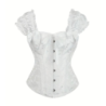 Corset y Tanga Blanco Brocado Varillas