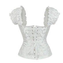 Corset y Tanga Blanco Brocado Varillas