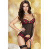 Corset Y Tanga Chilirose Negro y Rojo CR-3564