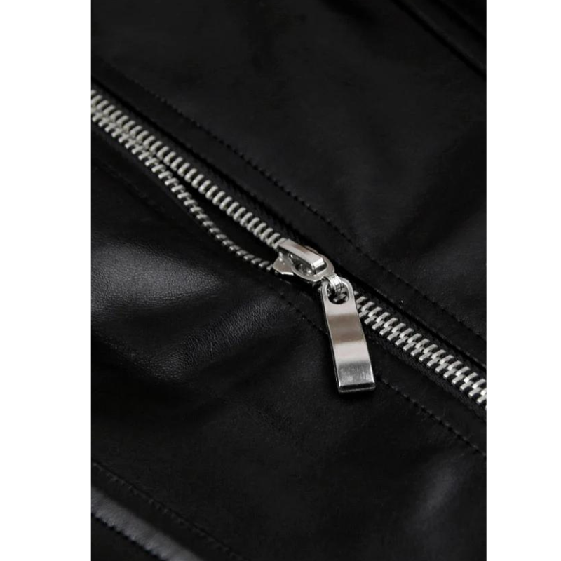 Corset y Tanga Cremallera Wetlook Negro