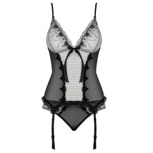 Corset Y Tanga De Obsessive Negro y Gris Greyla