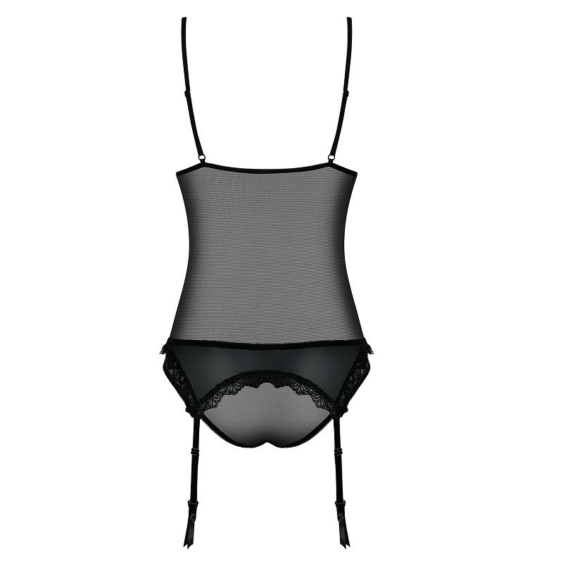 Corset Y Tanga De Obsessive Negro y Gris Greyla