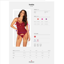 Corset y Tanga De Obsessive Rojo Burdeos Con Liguero  Ivetta