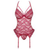 Corset y Tanga De Obsessive Rojo Burdeos Con Liguero  Ivetta