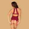 Corset y Tanga De Obsessive Rojo Burdeos Con Liguero  Ivetta
