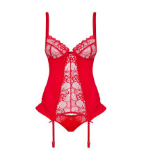 Corset Y Tanga De Obsessive Rojo Heartina