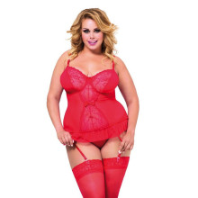 Corset Y Tanga De Softline Rojo 1852 Con Liguero Dafne