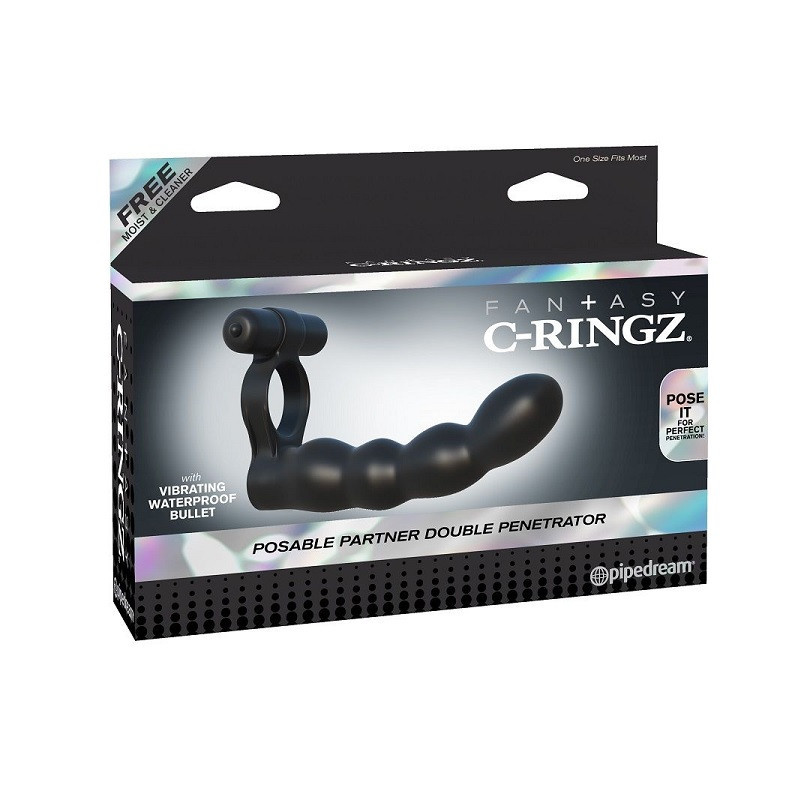 Dildo Doble Penetración Con Anillo Vibrador Fantasy C-Ringz