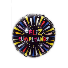 Globo Poliamida Feliz Cumpleaños Fuegos 45 cm