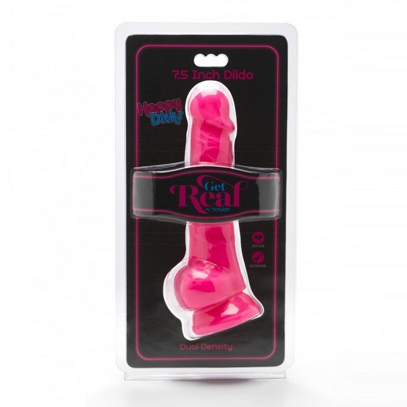 Dildo Ventosa Dual Density 7'5" Rosa Con Testículos