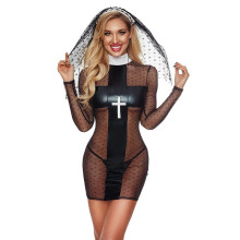 Disfraz De Monja Sexy Mini Vestido